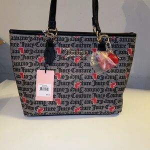 Juicy Couture Black and Red Heart Tote